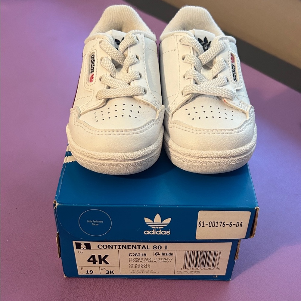 Adidas Kids Continental 80 Sneakers - White and Black